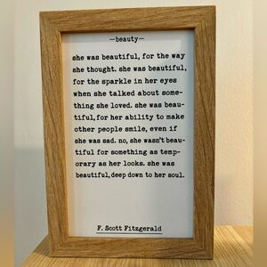 F. Scott Fitzgerald beauty quote canvas
